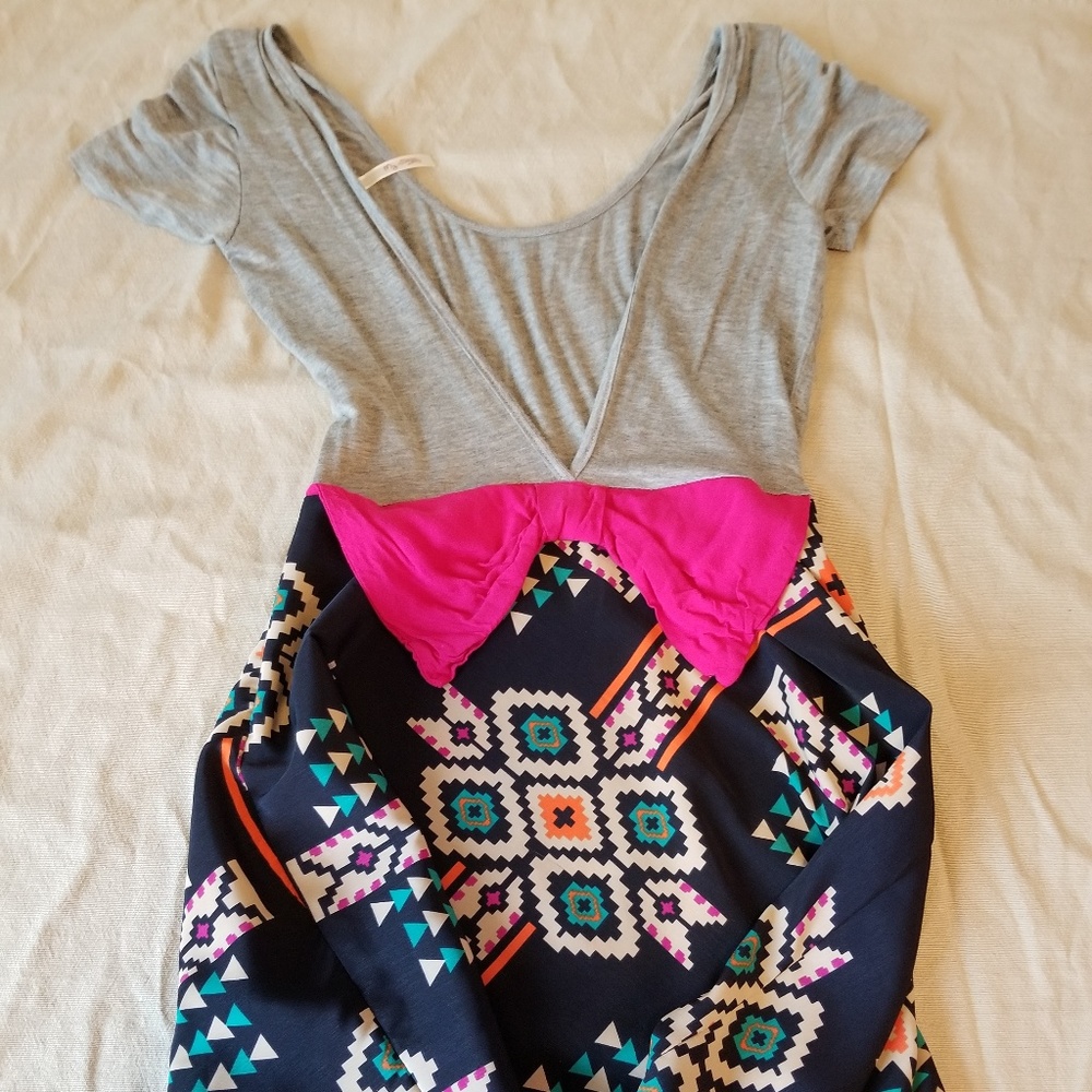 Multi Color Dress w/ Plunging Back